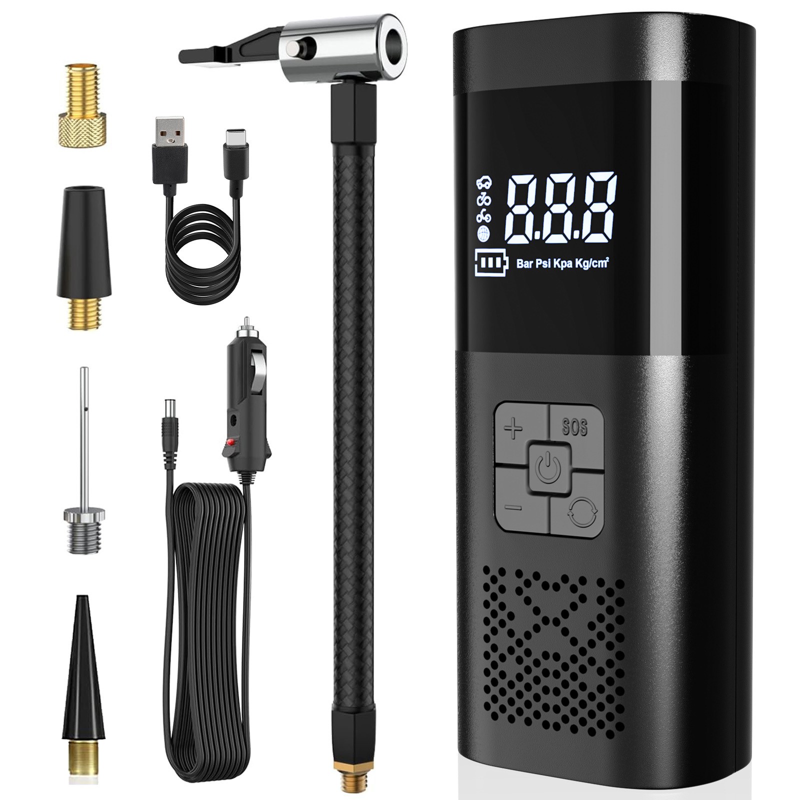150 PSI Air Compressor Tire Inflator Fits Car Moto Bike Tires Air Pump Cordless