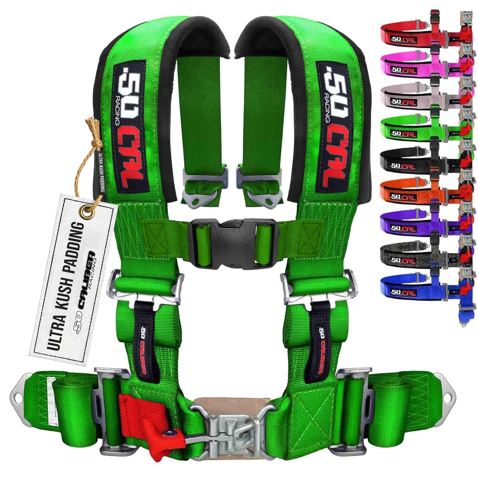 1pc Green 4 Point Harness for Bucket Seat, Latch Release, 9 Color Options, Ra…