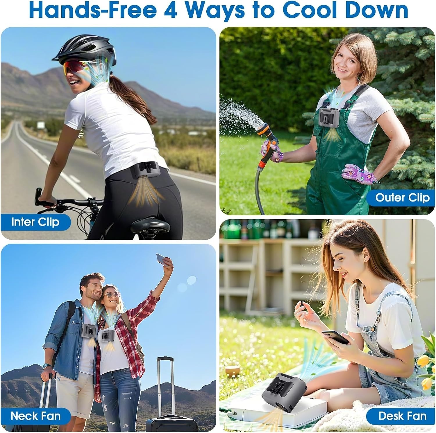 20000Mah Portable Waist Fan Clip on Belt Shirt Body Rechargeable Battery 5 Speed