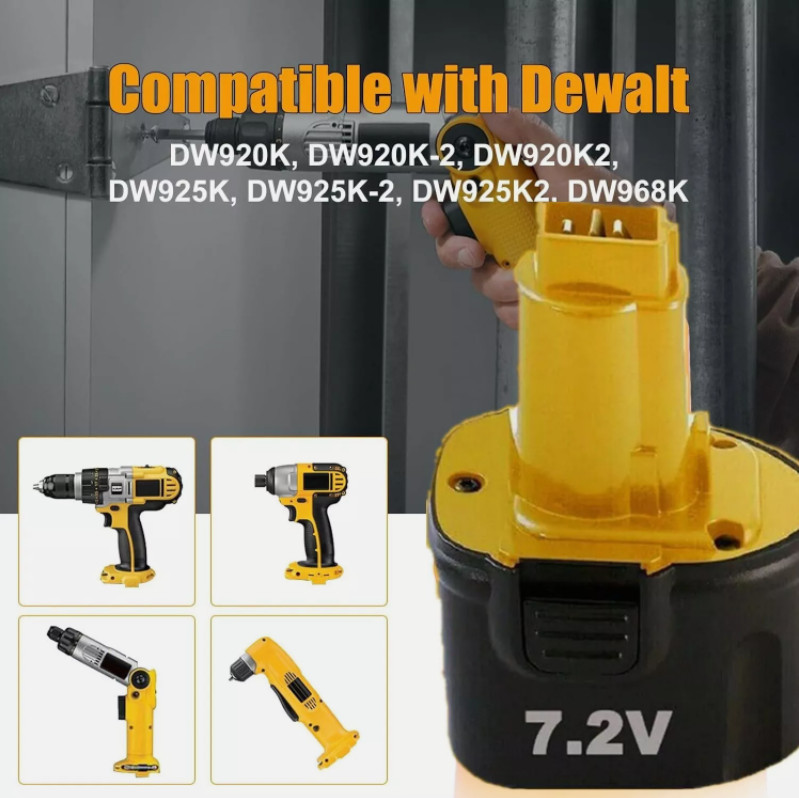 2Pack 7.2V NI-MH Battery replace for DEWALT DE9057 DW9057 7.2Volt Cordless Drill