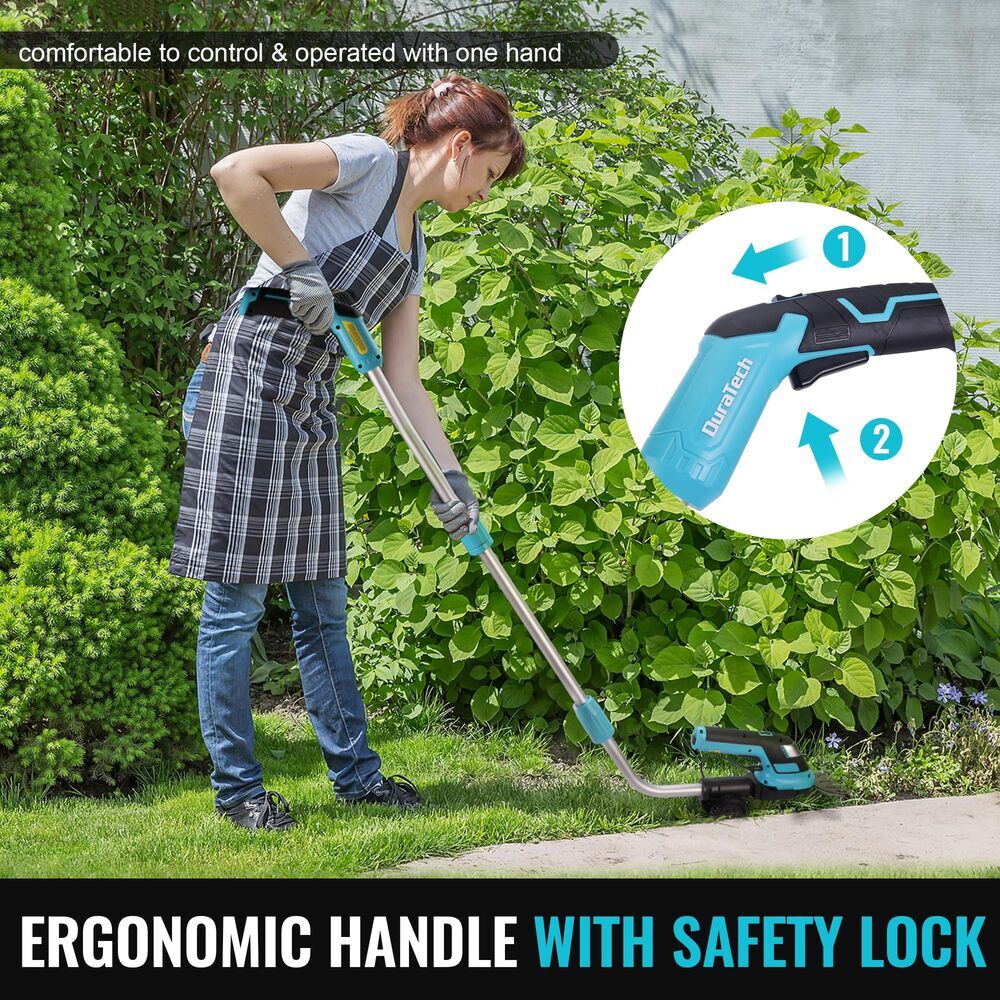DURATECH 7.2V Cordless 3-in-1 Grass Trimmer & Hedge Shears w/50″ Pole USB Type-C