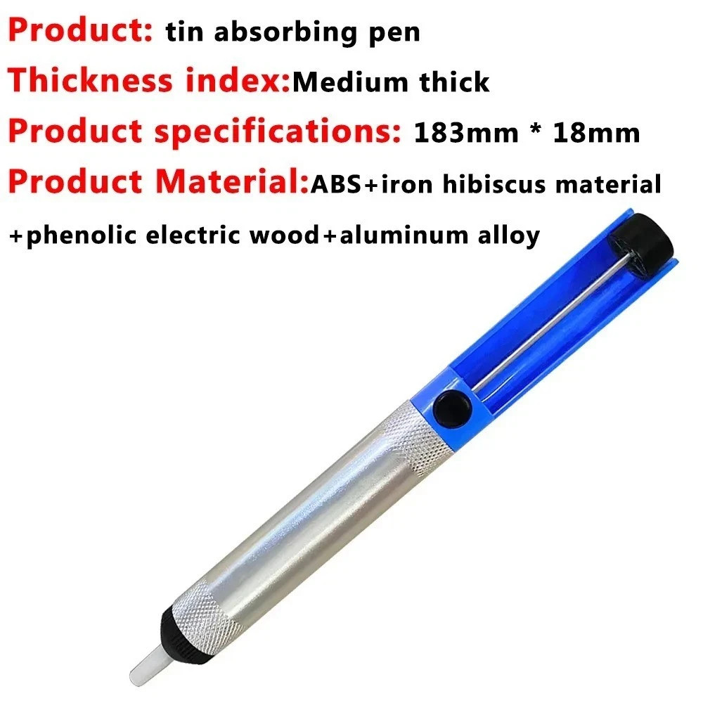 Metal Desoldering Pump Sucker Solder Irons Removal Remover Tool Blue Silver
