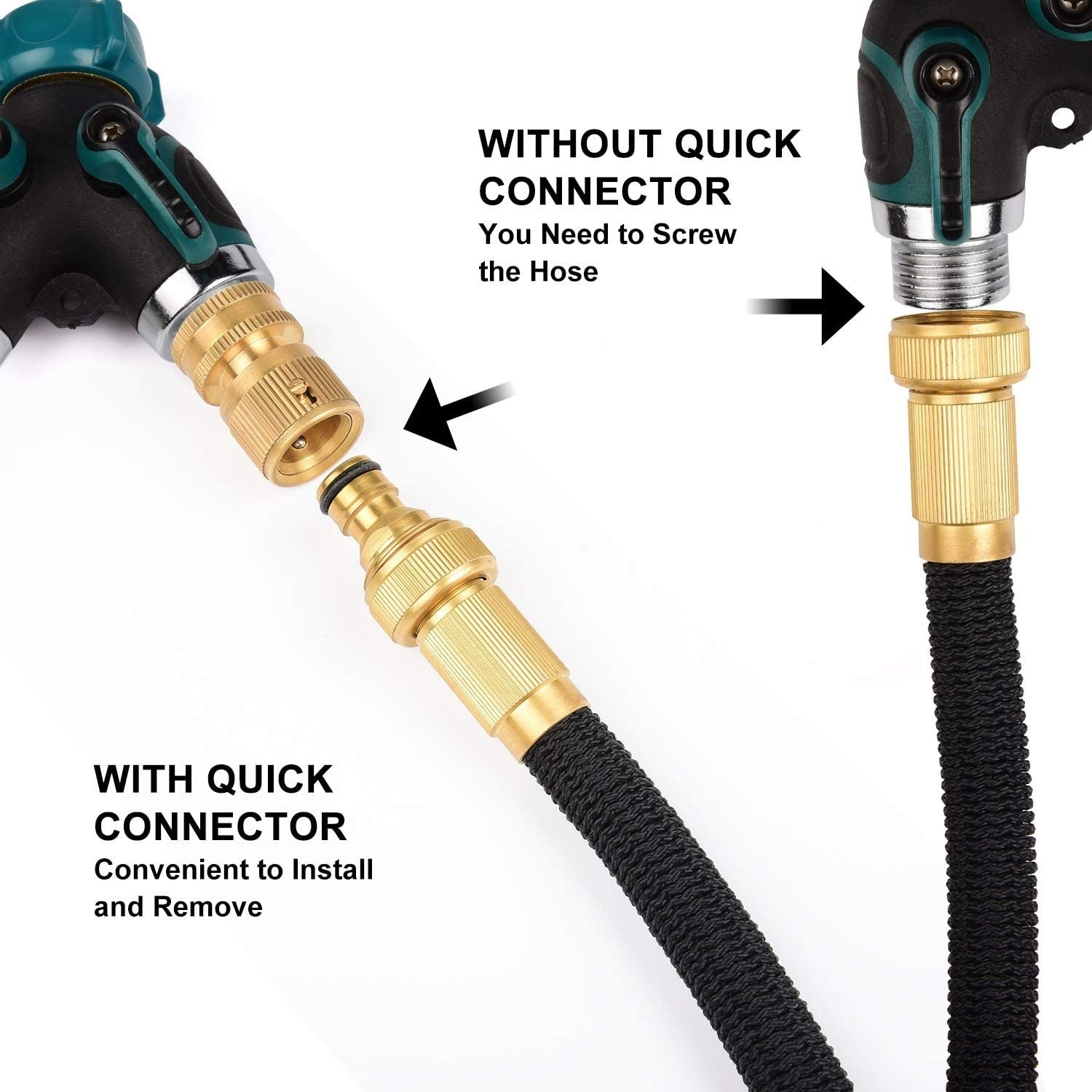 US Garden Hose Quick Connect Water Hose 3/4″ Fit Brass Female Male Connector Set
