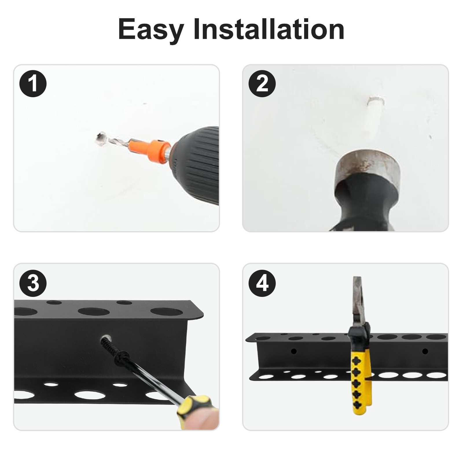 Tool Rail Rack Holder Screwdriver Organizer Wall Mount Hanger Shelf for Garage
