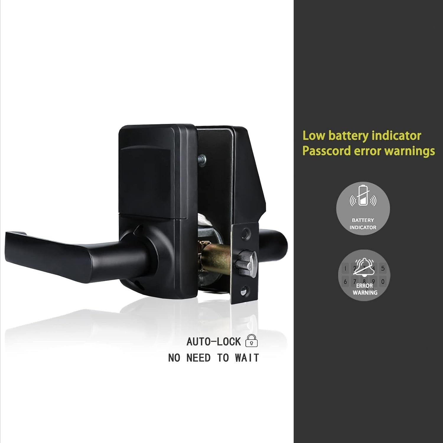 Keypad Door Lock with Handle-Keyless Entry Door Lock -Matte Black