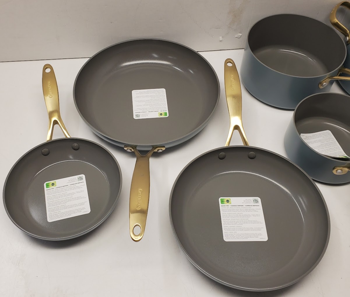 GreenPan Jewel Pro 10PC Ceramic Nonstick Cookware Set BLUE *See Description*