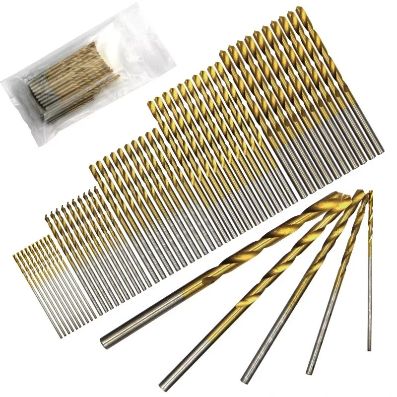 50pc titanium plated twist drill set 1-3mm small drill bit electric drill