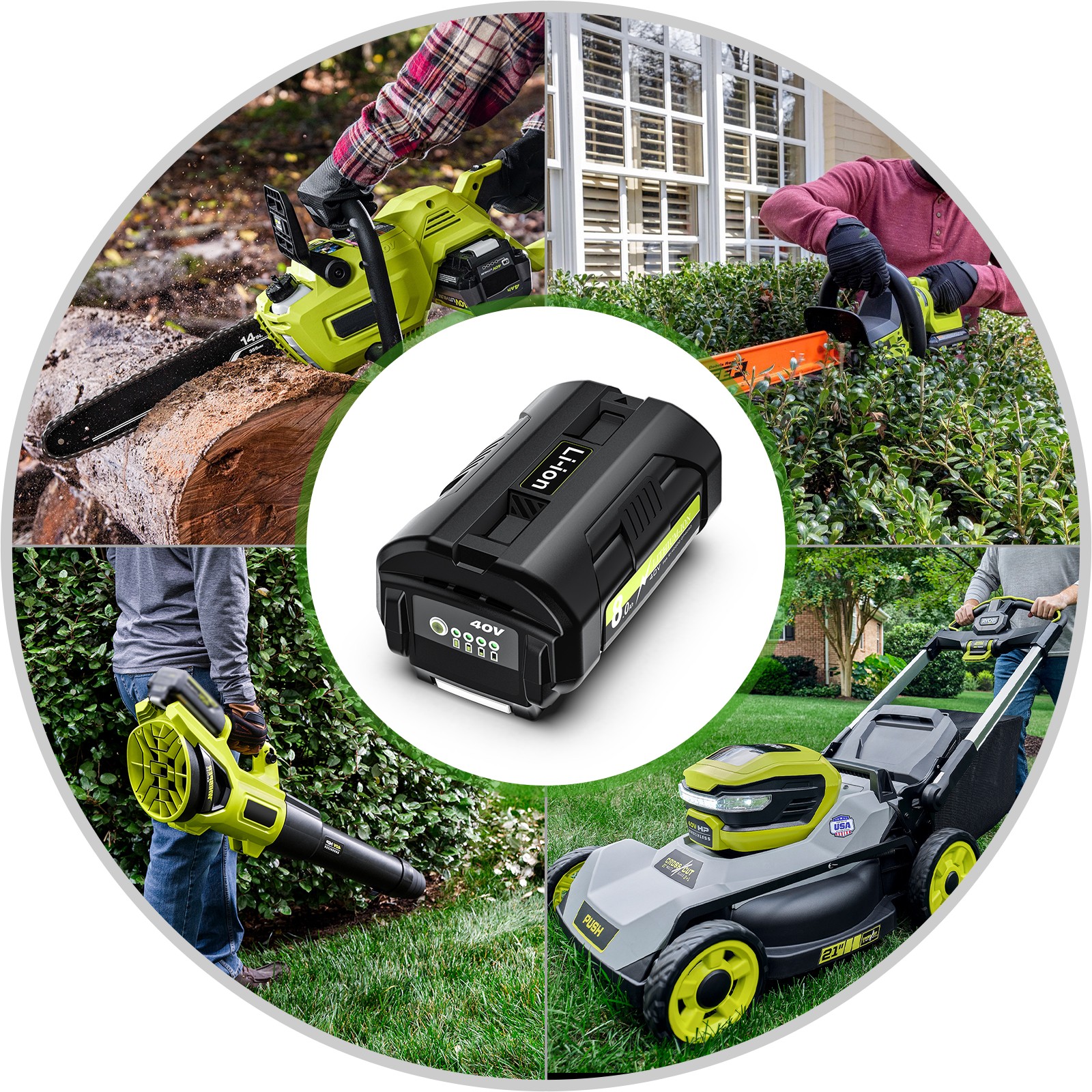 For Ryobi 40V 8.0Ah Battery 40 Volt Lithium OP40602 Battery with LED / Charger