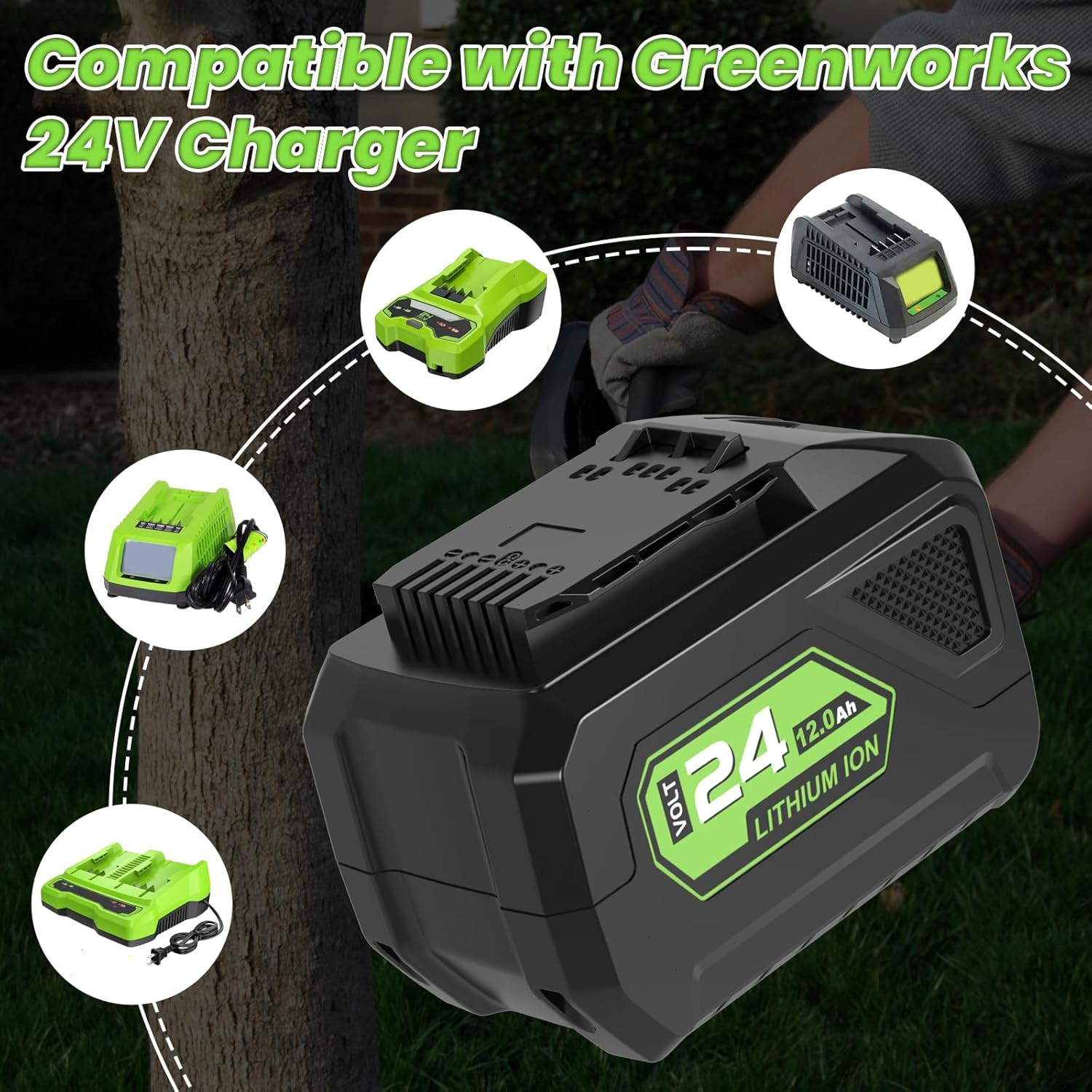 24V 12.0Ah Batteries Replacement for Greenworks 24V Battery Model 29842 29852
