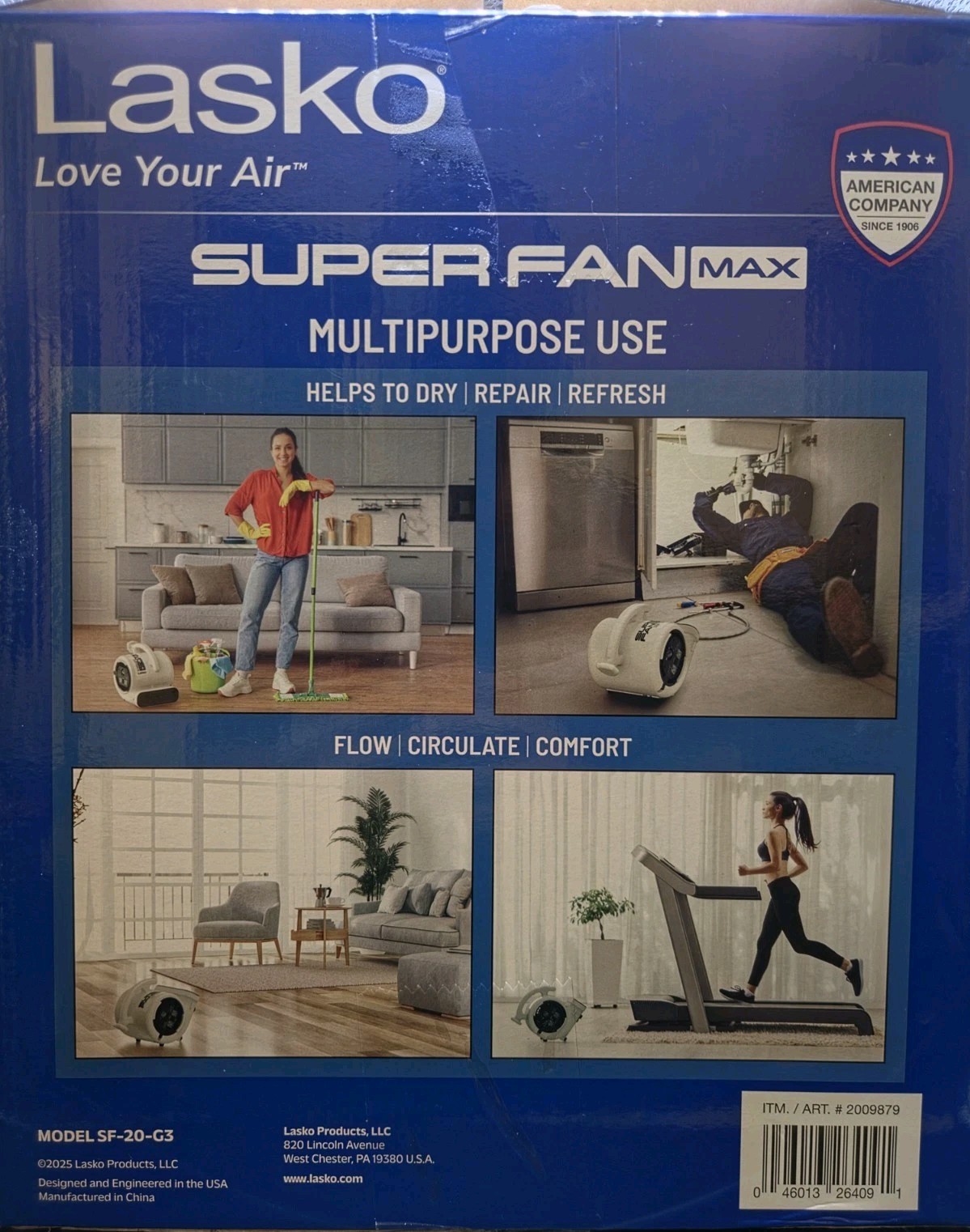 Lasko Super Fan Max Compact Air Mover SF-20-G2 – White