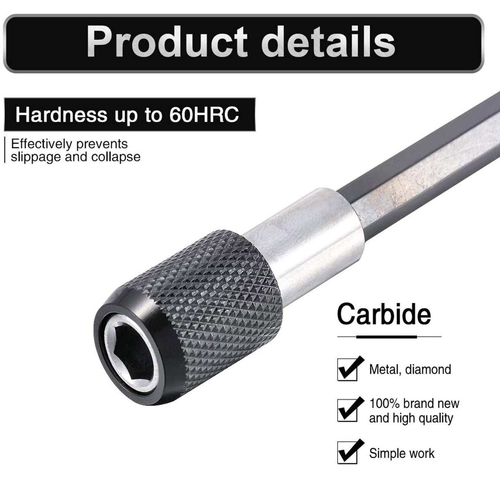 4Pc Magnetic Extension Socket Drill Bit Holder Screwdriver 1/4″ Hex Shank Quick