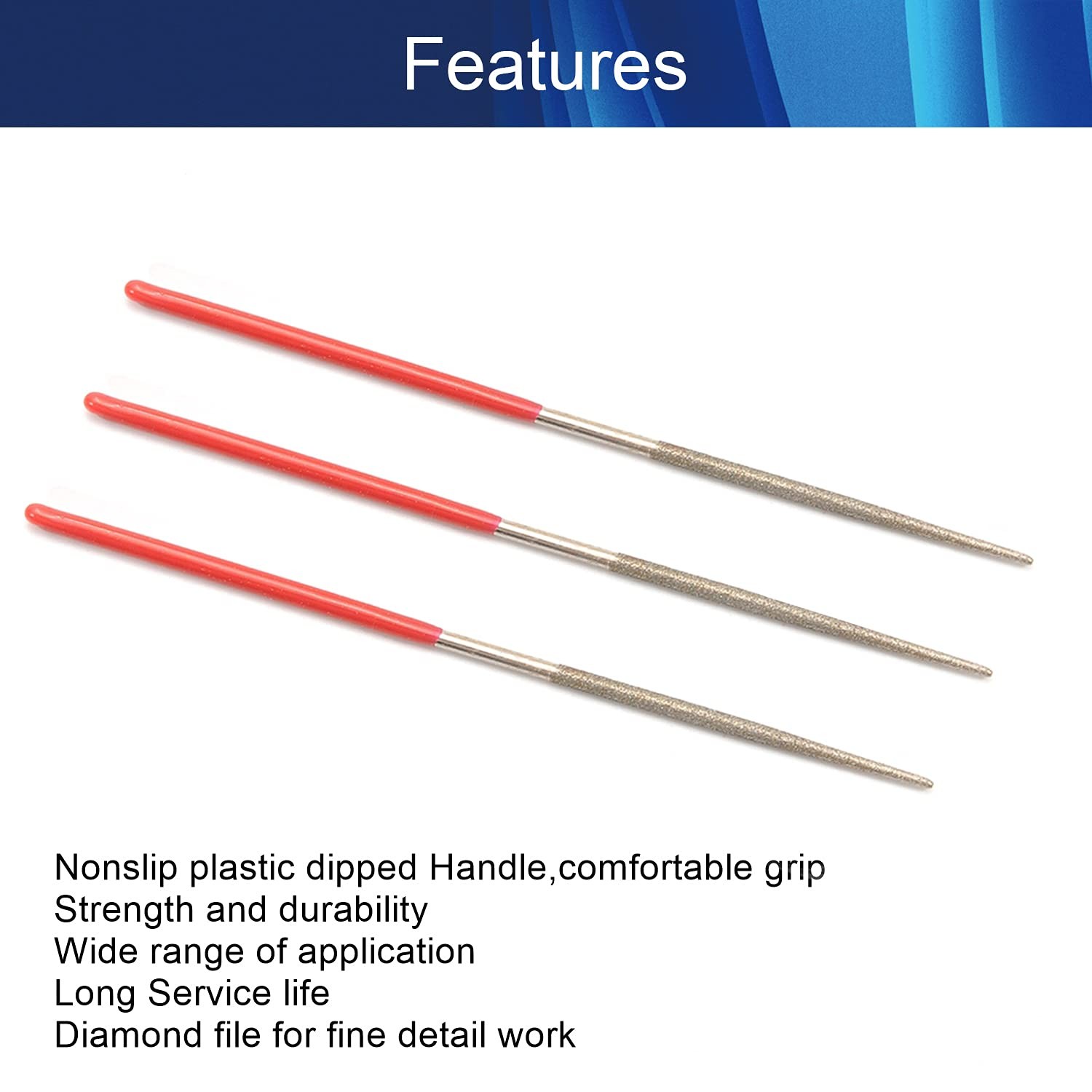 Auniwaig 150 Grit Mini Diamond Needle File 2mm x 100mm Small 10pcs;2mm*100mm