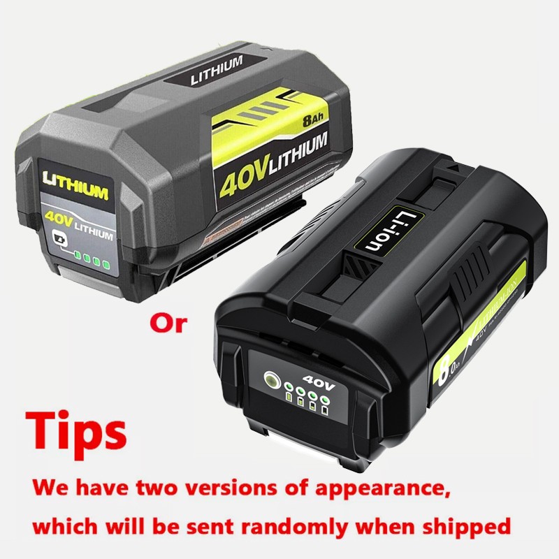 8.0Ah Battery 40 Volt for Ryobi 40V Lithium OP40602 Battery with LED / Charger