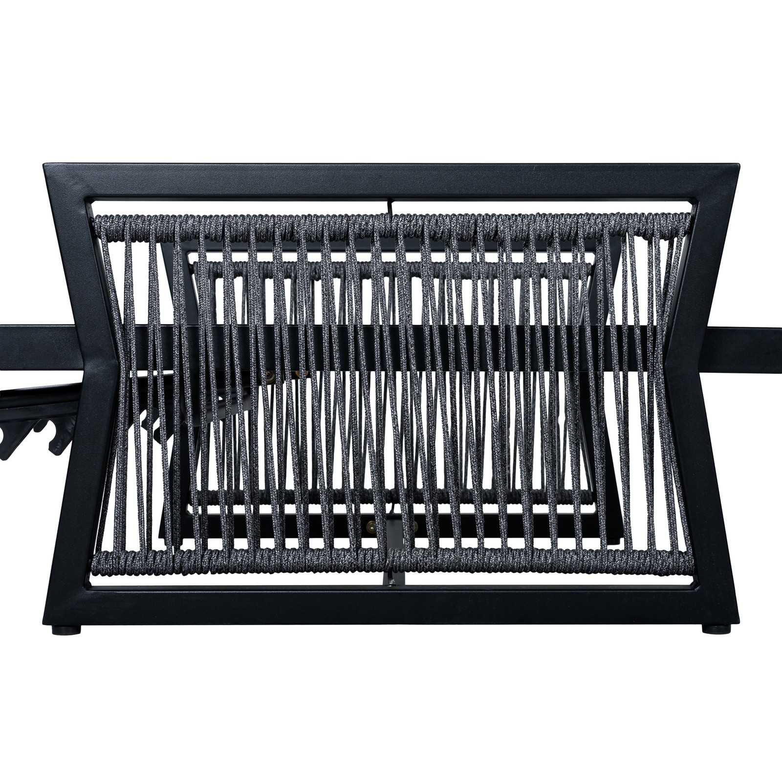All-Black Chaise Lounge with 4″ Thick Dark Grey Cushion, 400 LBS Capacity