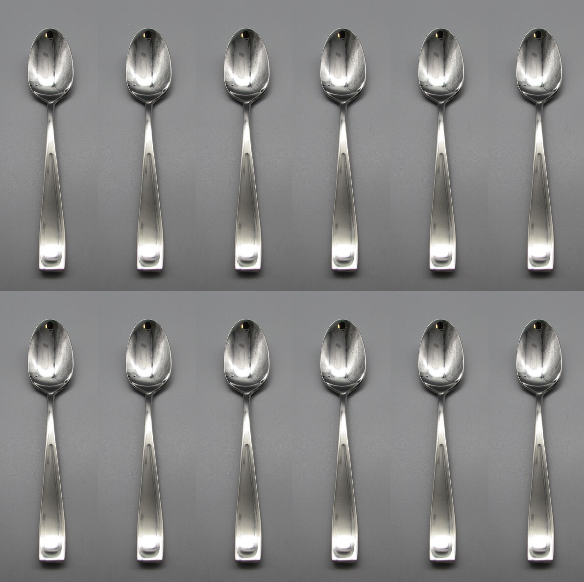 Oneida Stainless MODA (GLOSSY) Oval Soup / Place Spoons – Set of Twelve * (VIET)