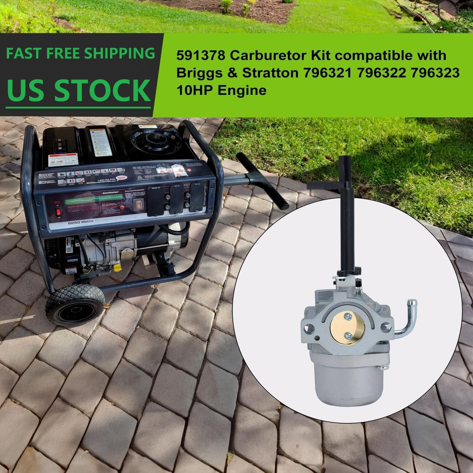 591378 Carburetor For Briggs & Stratton 030430B Storm Responder 5500 Watt