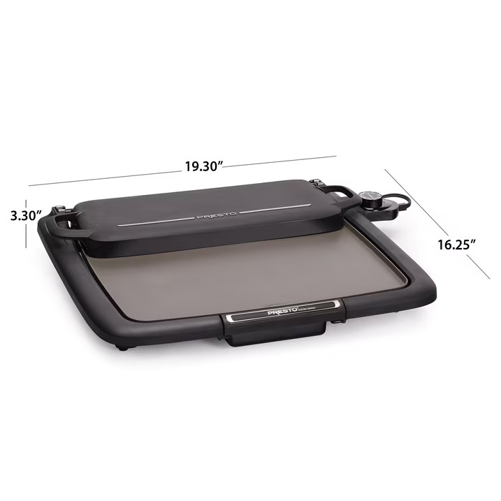 Presto Ceramic Electric Griddle/Warmer Plus, Black 07024, Dishwasher Safe Parts