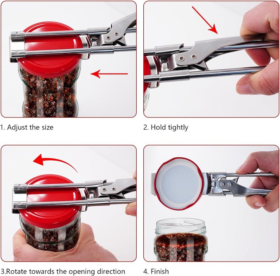 2PCS Adjustable Jar & Bottle Opener Set, Stainless Steel Lid Gripper +##–
