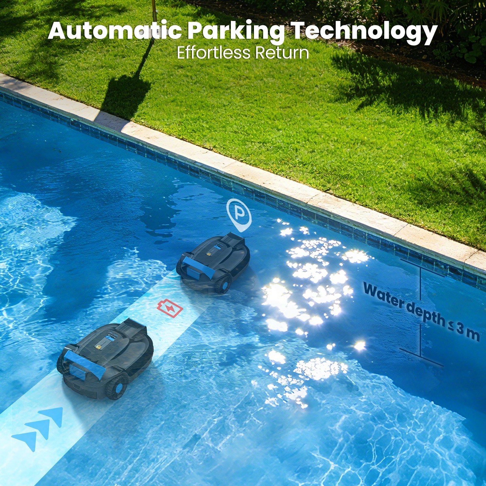 AIRROBO CP02 Automatic Robot Pool Vacuum Cleaner Swimming Pool Cleaners 120Min