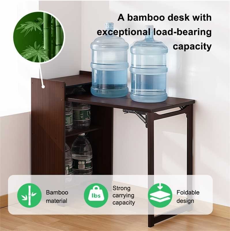 Modern Bamboo Folding Desk Storage Gaming Computer Desk Home Office Study Table