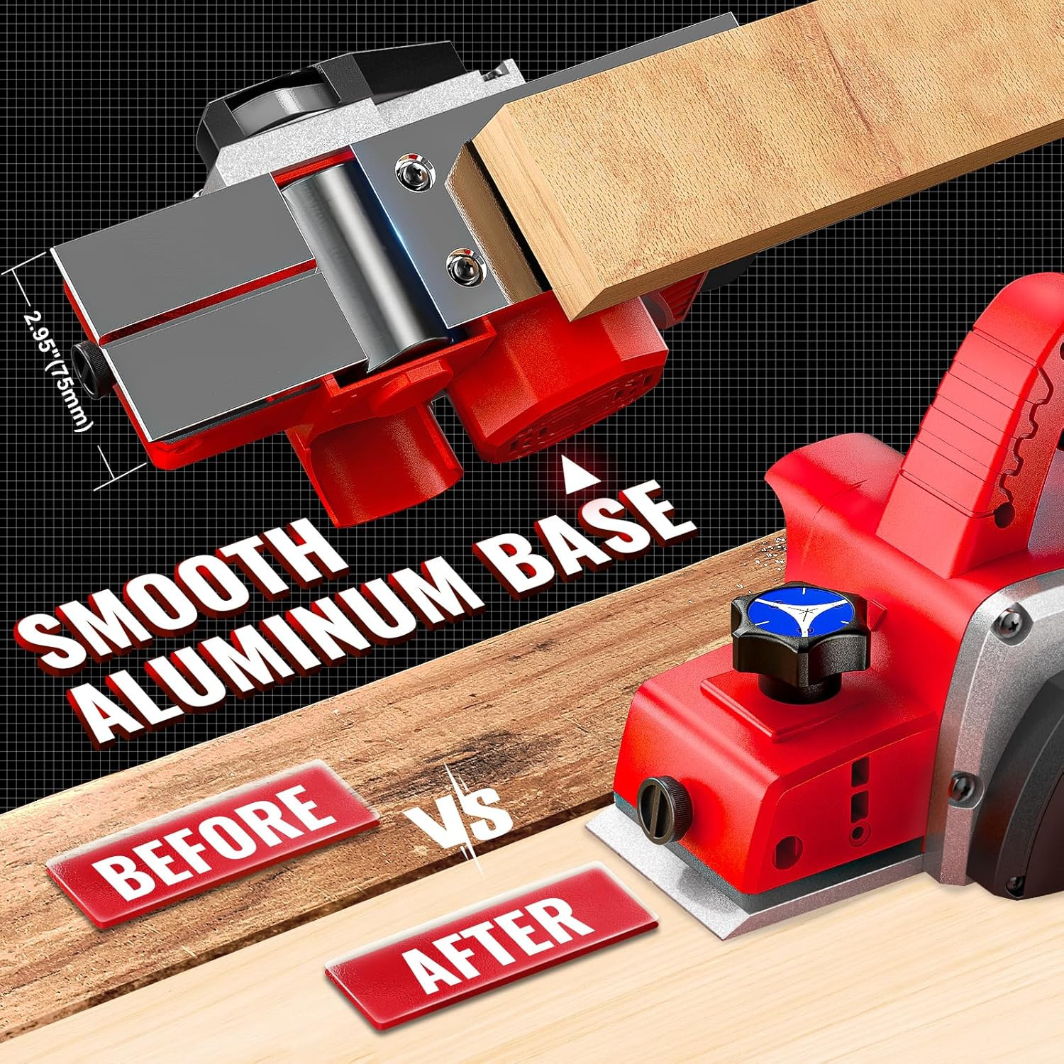 15000 RPM Cordless Handheld Planer Compatible with Milwaukee 18V Battery 3-1/4 I
