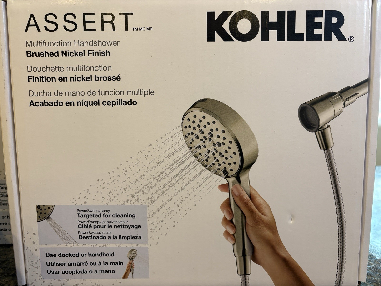 KOHLER Assert Multifunction Handheld Shower Head 6-Spray Brushed Nickel w/ Hose