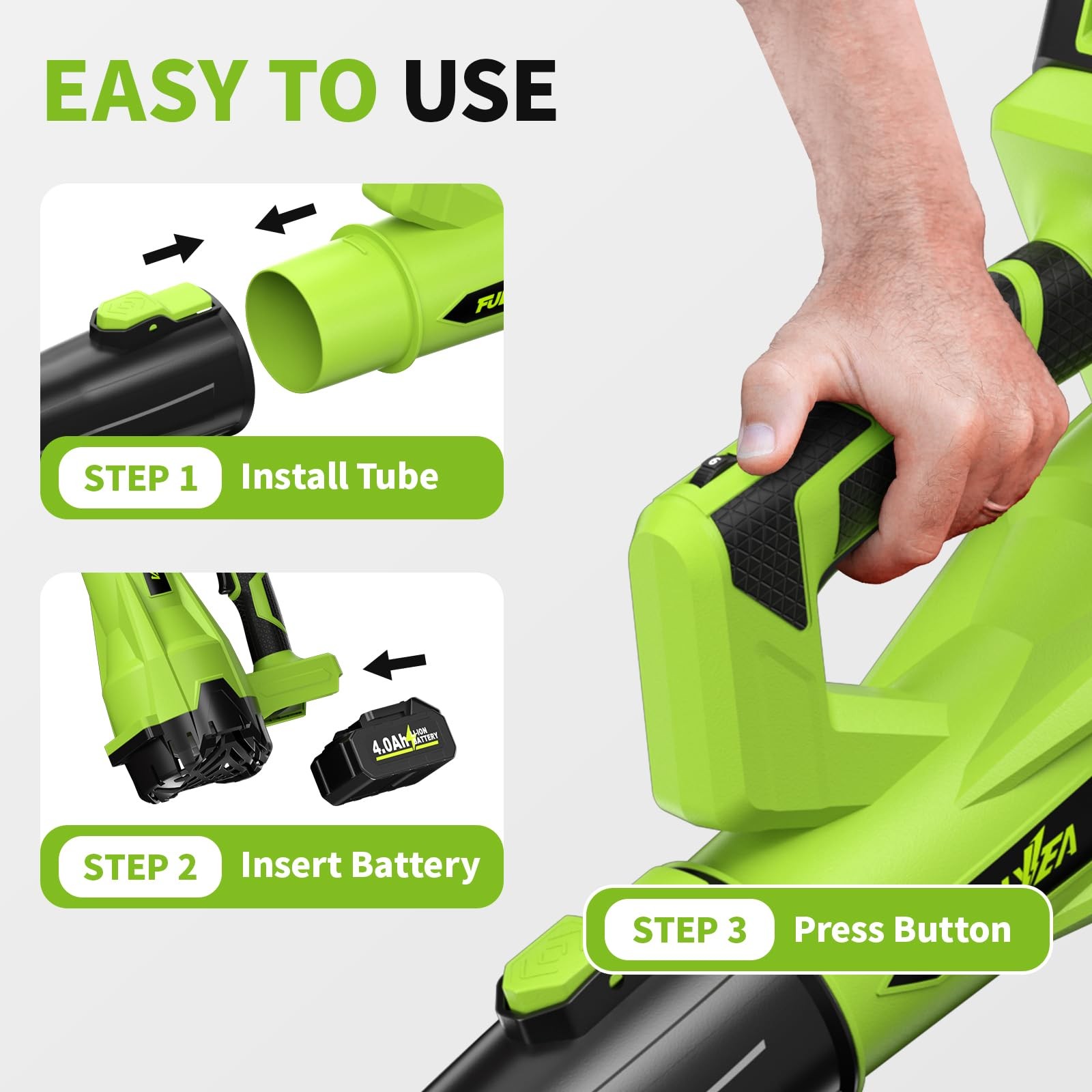 Cordless Leaf Blower 500CFM 150MPH 6 Speed Modes – Battery Powered for Yard