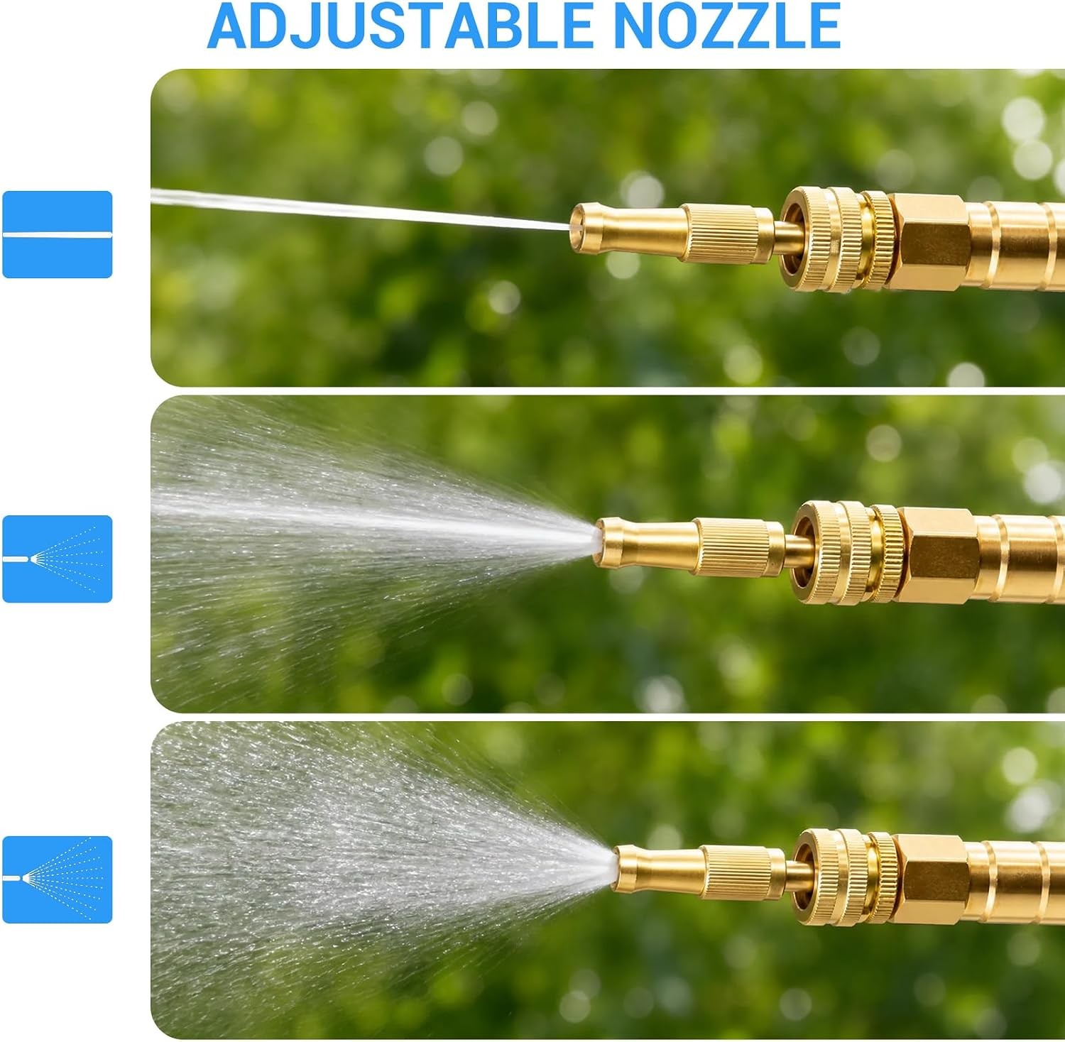 Garden Water Hose Pipe Stainless Steel 25/50/75/100 FT Flexible Hose with Nozzle