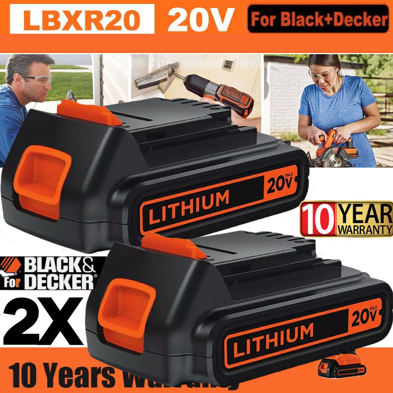 2Pack 20V Lithium-ion 1.5Ah Battery for BLACK DECKER 20 Volt LBXR20 LBX20 LB20