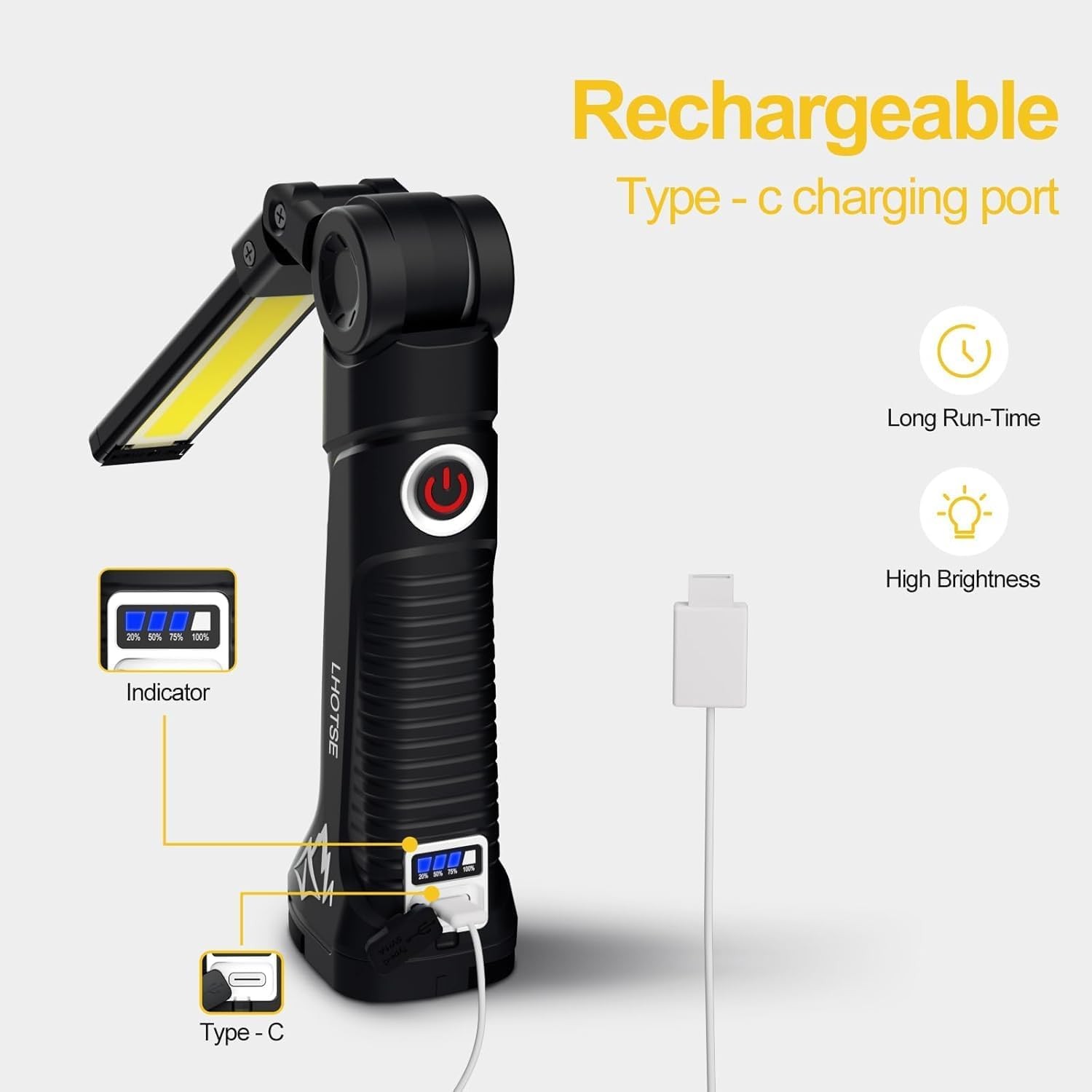 6Pack Rechargeable COB LED Work Light Magnetic Flashlight 360° Rotating Foldable