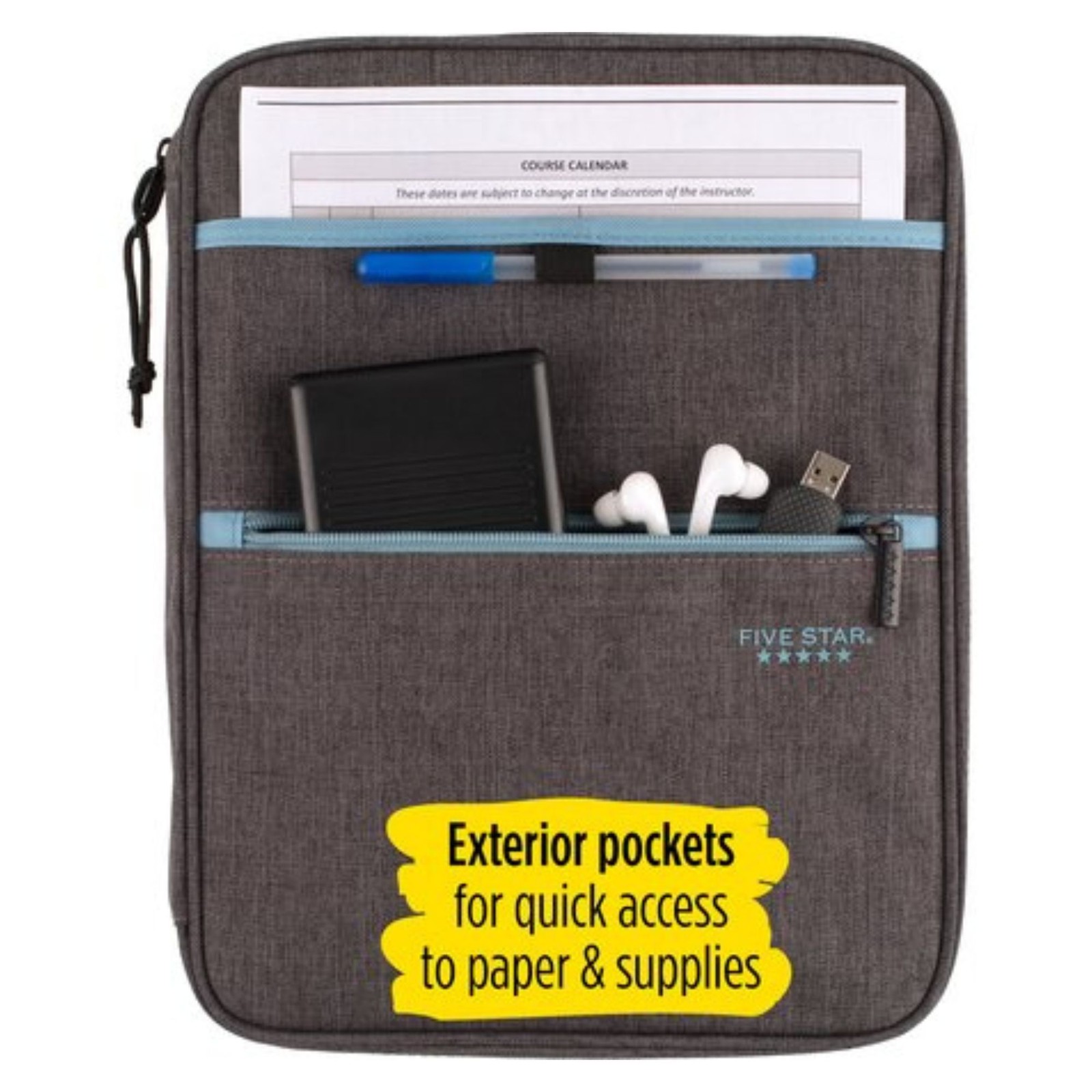 Five Star Carry-All Zipper Binder: 1 in. / 375 sheet capacity (Color May Vary)