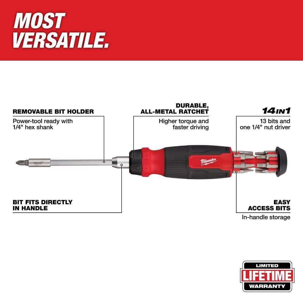 Milwaukee 14-in-1 Ratcheting Multi-Bit Screwdriver and 8-in-1 Compact (2-Pack)