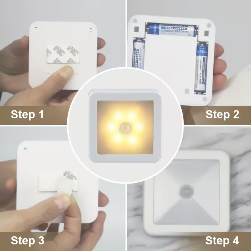 Motion Sensor LED Night Light Battery Powered Indoor Closet Cabinet Wall Cabinet