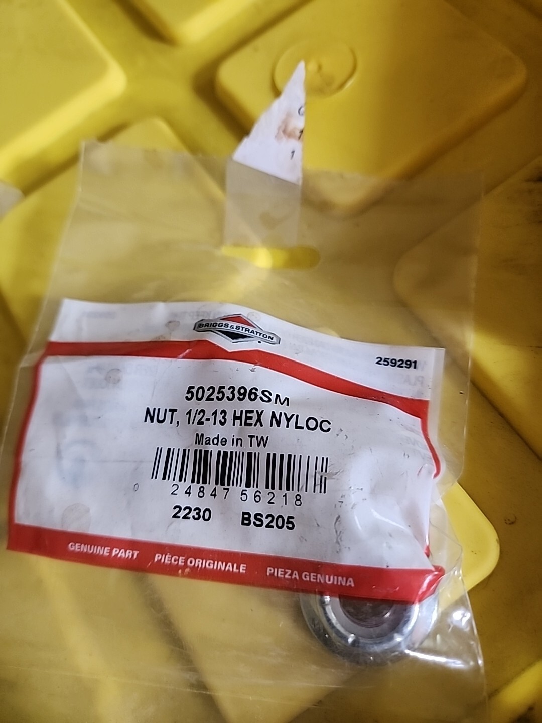 Briggs and Stratton 5025396SM NUT, 1/2-13 HEX NYLOC