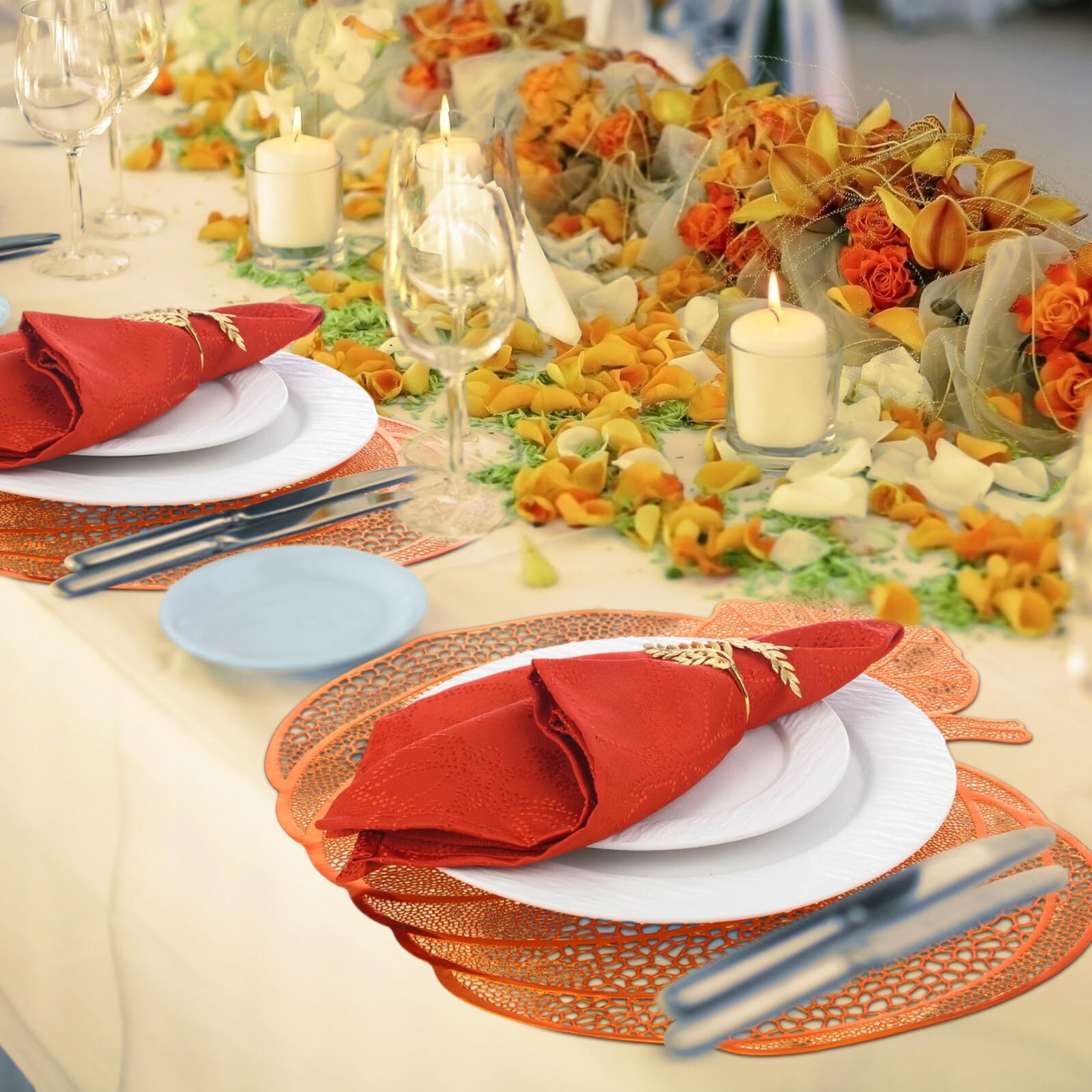 Pumpkin Placemats Set of 12 Fall Napkin Rings Autumn Hollow Out Thanksgiving