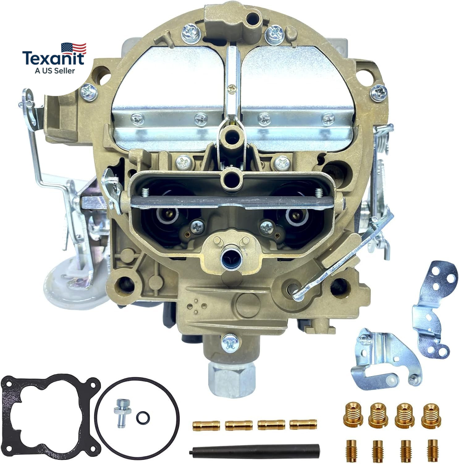 4 Barrel Quadrajet 750CFM Carburetor with FRONT/STRAIGHT GASOLINE INLET, Replace