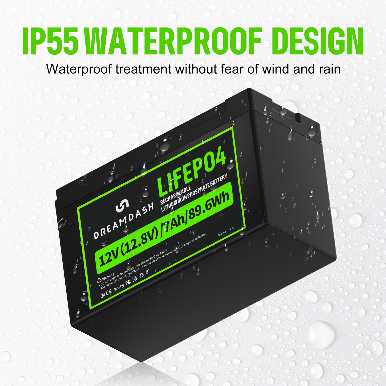 12.8V 7Ah LiFePO4 Lithium Battery, 4000+ Cycles Built-in BMS for Fish Kids Car