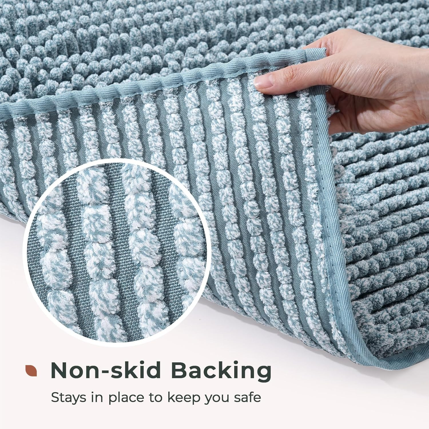 Chenille Bath Mat – Non-Slip Fluffy Shag Bathroom Rug Super Absorbent Microfiber