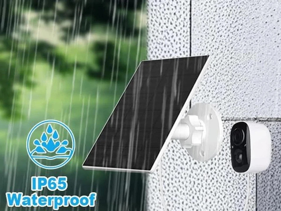Solar Panel for Security Camera, 2 Pack 2W Solar Charger with Micro USB & USB-C