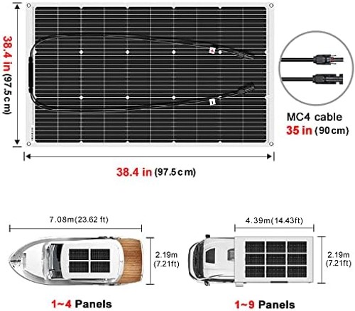 DOKIO 200W (2×100W) Flexible Solar Panels 18V Monocrystalline for 12V Battery…