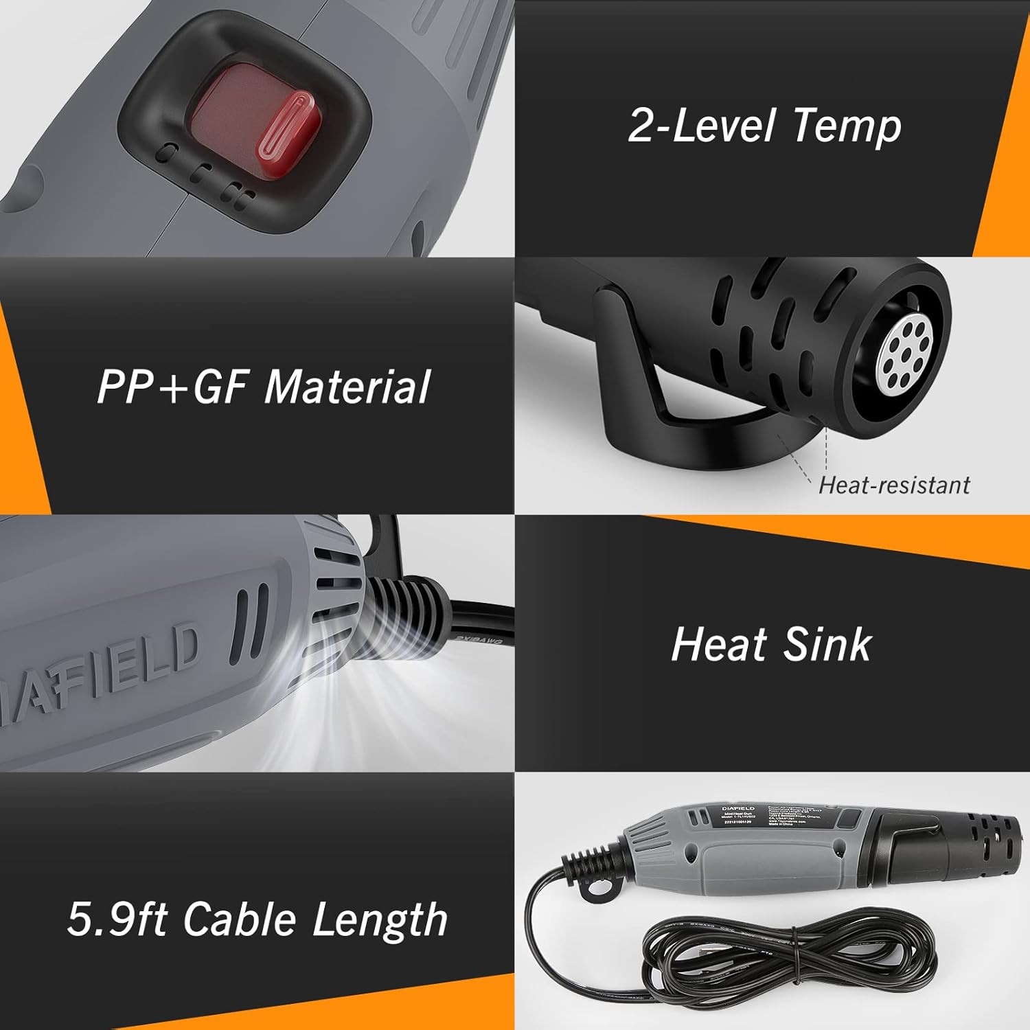 Mini Heat Gun, 2 Temp Setting 302℉-842℉ Fast Heat Hot Air Gun Tool with Reflecto