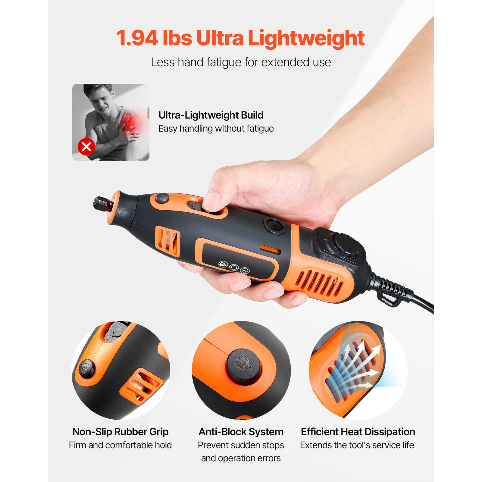 Uimoso 84-Piece Rotary Tool Kit, 200W, Adjustable Speeds 8000-40000 RPM