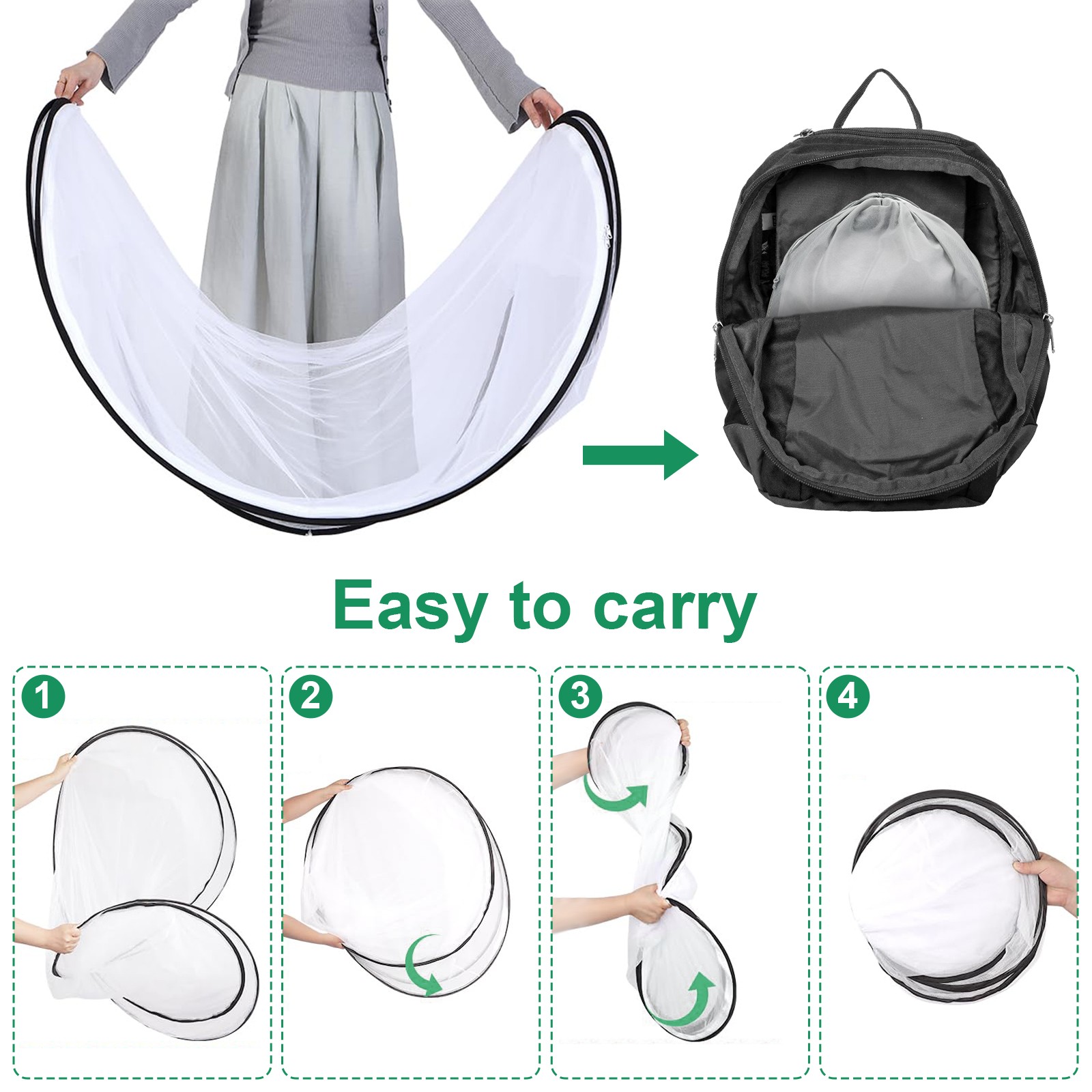 Pop Up Mosquito Net Tent Foldable Lightweight Bed Mesh w/ Storage Bag 78x31x22in
