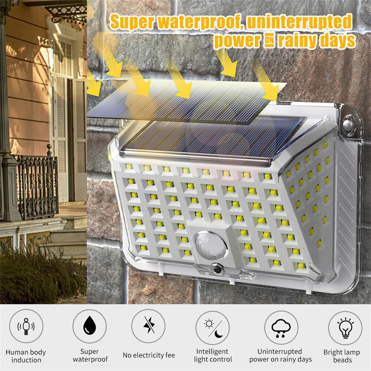 PFCTART 90 LED Solar Wall Light Outdoor Garden Motion Sensor Security Flood Lamp