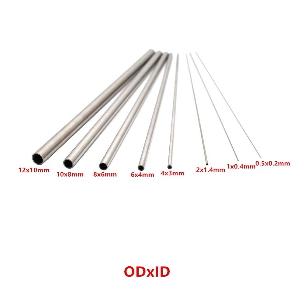 8Pcs Outer Diameter 0.5-12mm Length 300mm, 304 Stainless Steel Round Tubing