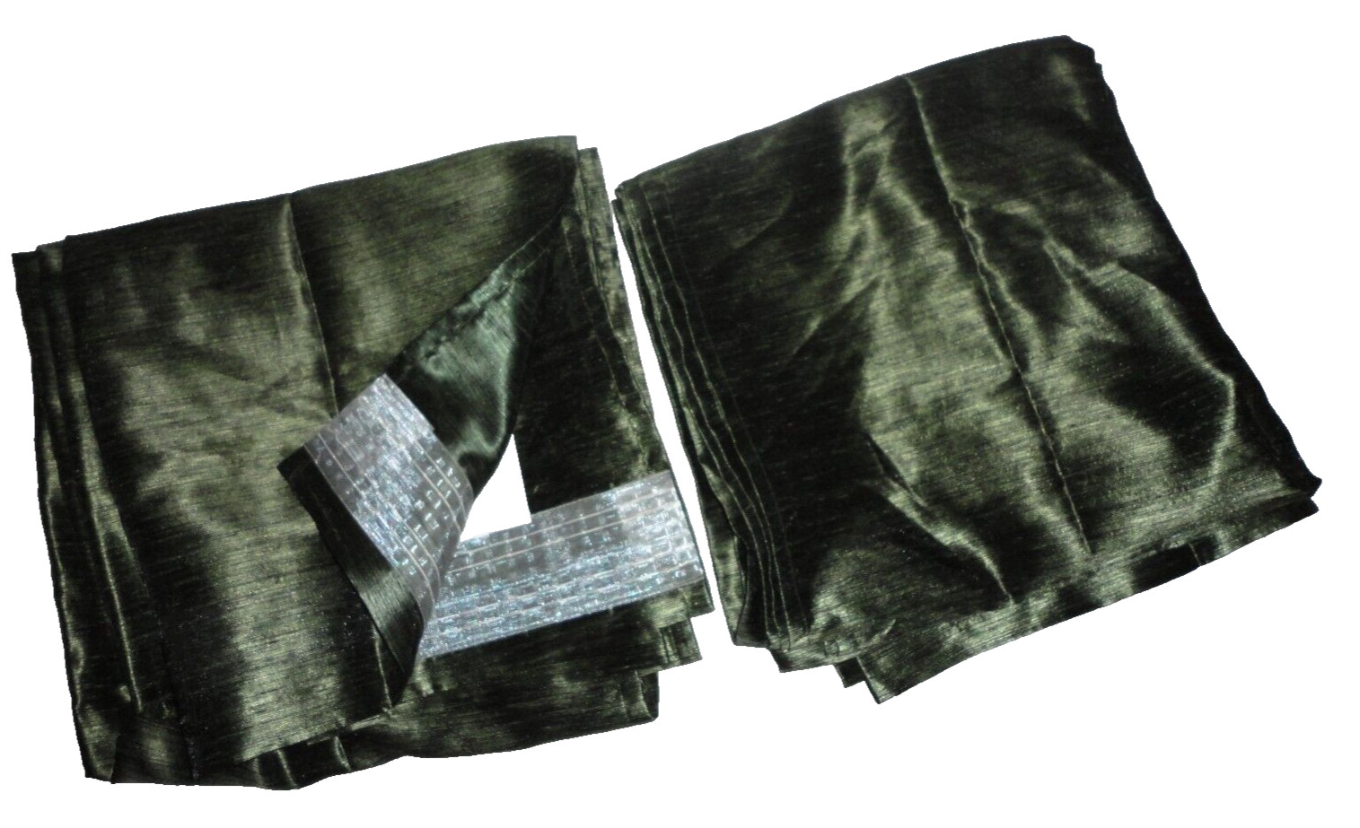 IKEA FELICIA SHINY Green (PAIR) UNLINED DRAPERY PANELS 56 X 106 100% POLYESTER