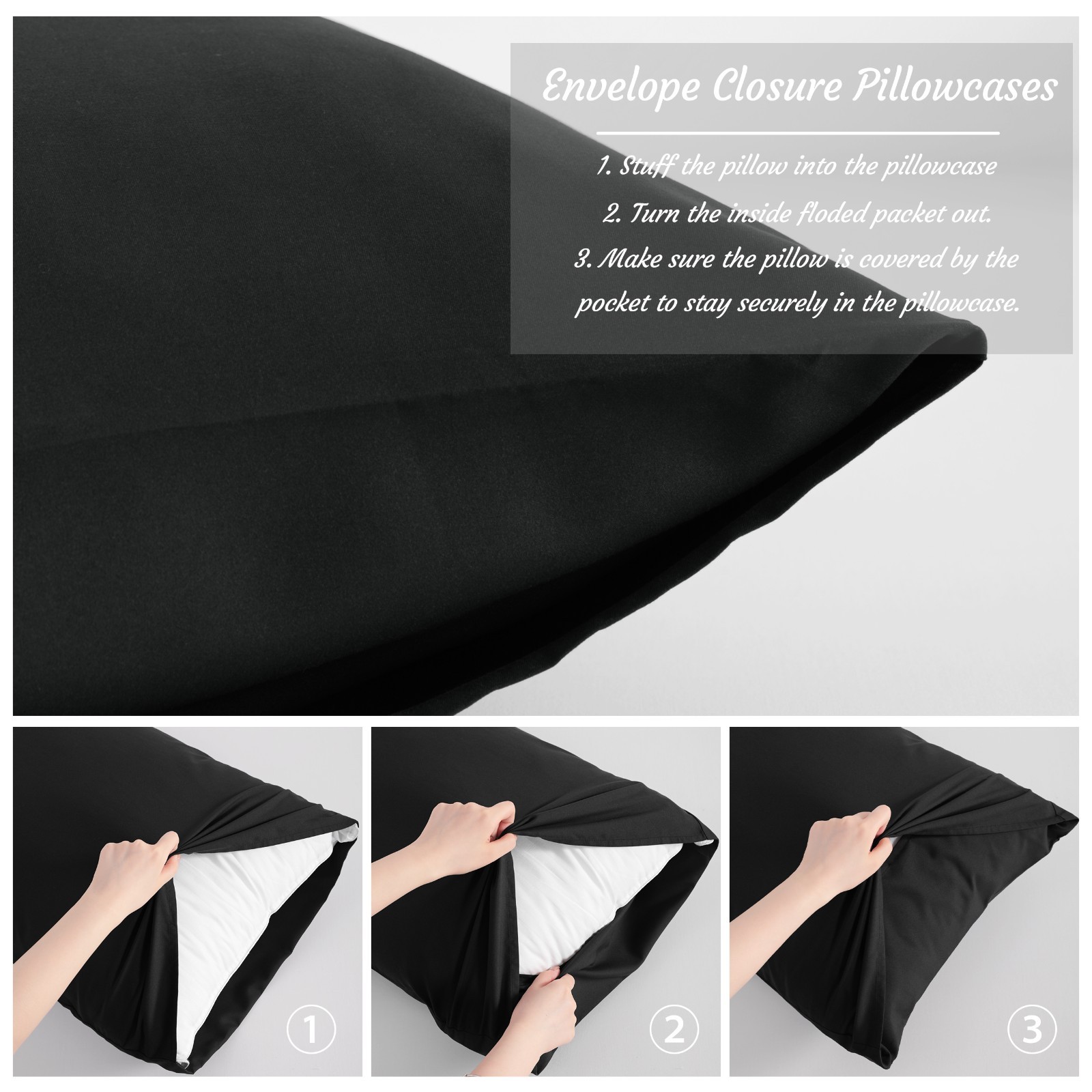 Soft and Skin-friendly Brushed Microfiber Pillowcases Set of 2, All Size
