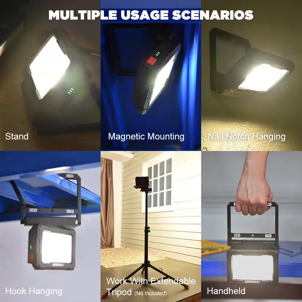 2500 Lumens Dual Power Rechargeable Battery or Solar Powered LED Work Light