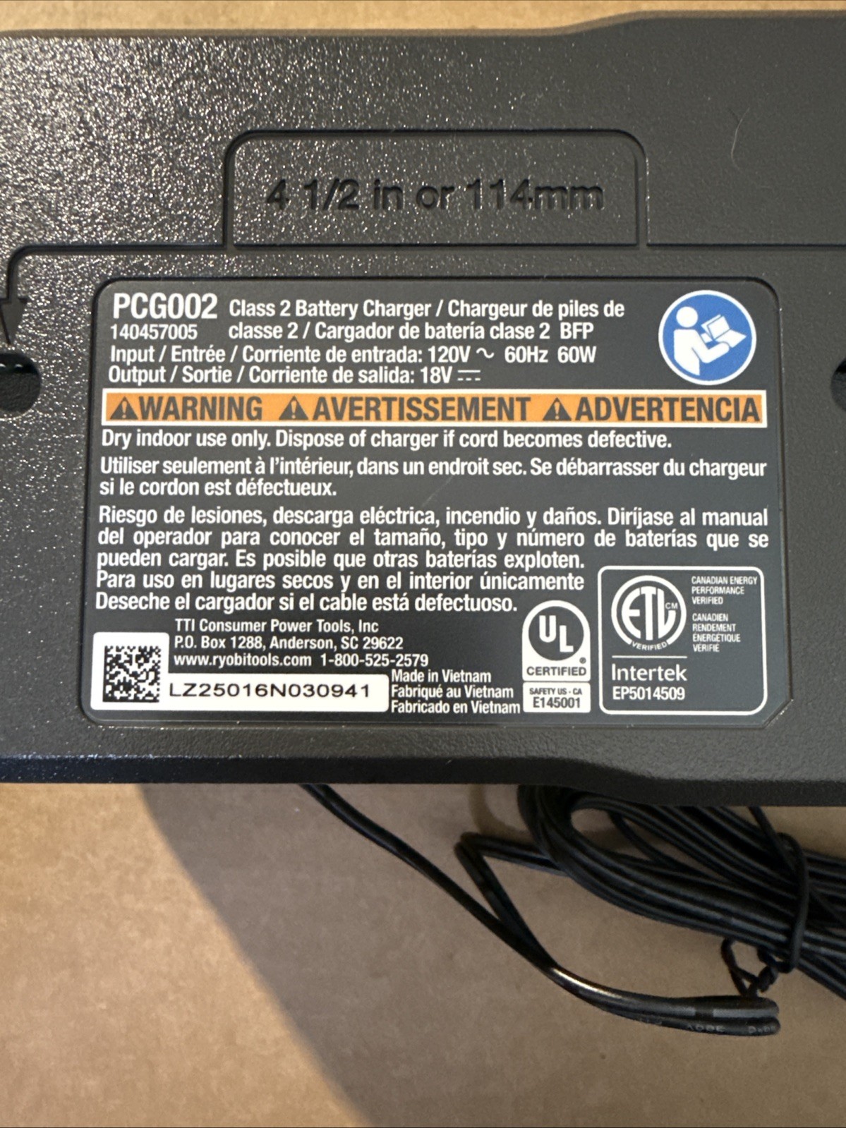 Ryobi ONE+ 18V Lithium-Ion 2Ah Battery PBP006 with PCG002 Charger