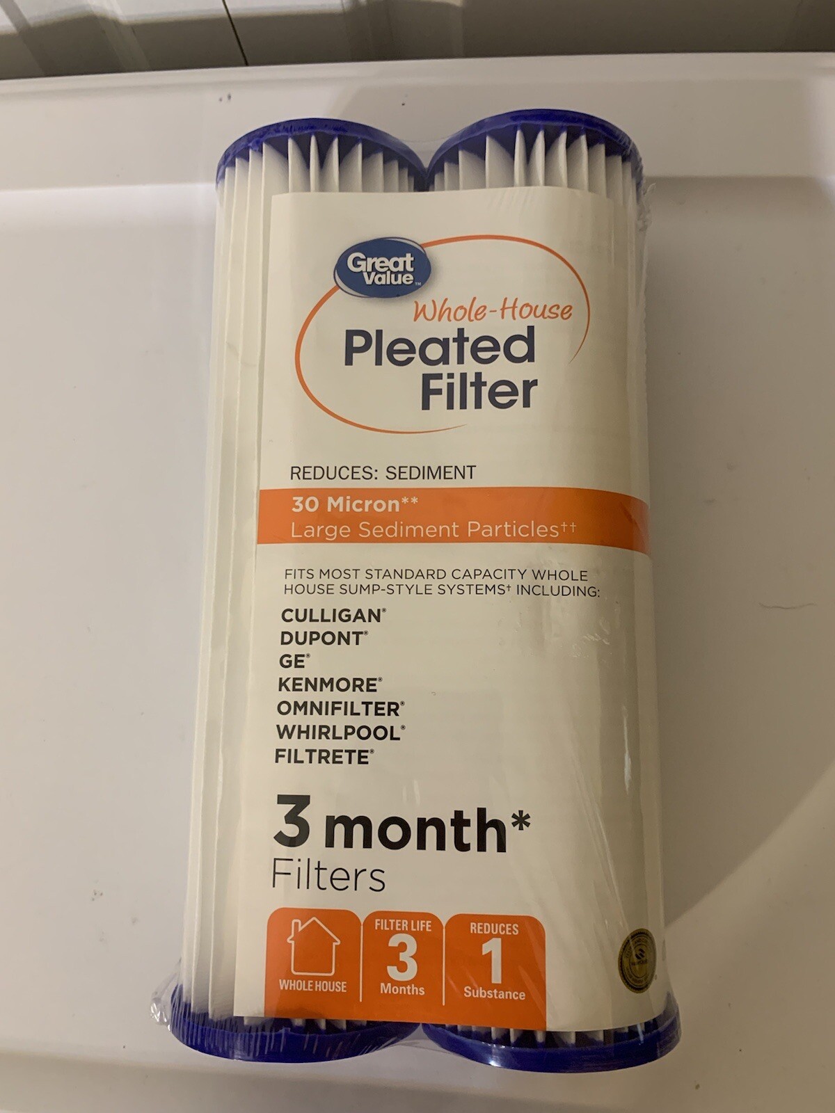 New Pleated Whole House Filter Round Sump Style 30 Microns Lasts 3 Months Sealed